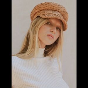 Lack of Color Mesa Leather Woven Newsboy Hat | Small | Brown